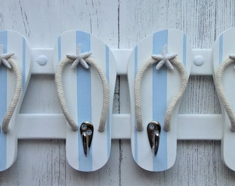 Flip Flop  Coat Hook Rack - Starfish - Seaside Hanging Rail-Starfish Hook - Seaside Clothes Hooks