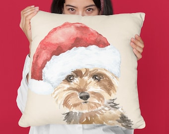 Cojín navideño con forma de Yorkshire Terrier, cojín decorativo con diseño de raza de perro, decoración navideña