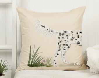 English Setter Pillow, Black & White Dog Print, Cabin Decor