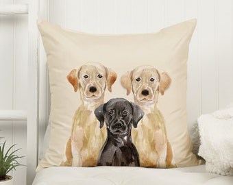 Labrador Retriever Dekokissen, Aquarell Hundeportrait, Geschenk Labradorbesitzer