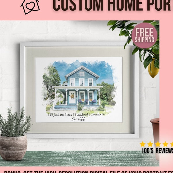 Closing Gifts from Realtor, New Homeowner Gift, Painting of House, Watercolor Home Painting, Custom Portrait, New House Gift, Our First Home