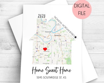 Our First Home, New Homeowner, New Apartment Gift, Realtor Closing Gift, Personalized Home Map, Tiny House, Digital download