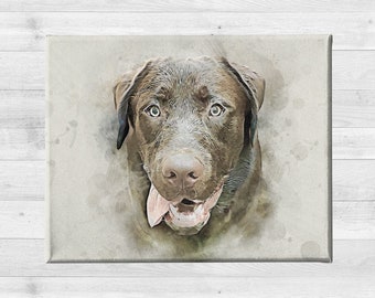 Pet Portrait on Canvas, Watercolor Portrait of my Pet, Pet Loss Memorial Gift for Pet Owner. Pet Lover Gift, Pet Portrait from my Photo