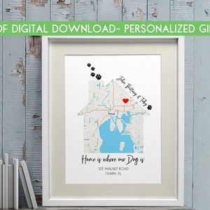 Hundegeschenke für Besitzer, Haustierliebhaber Geschenk, unser erstes Zuhause, neues Hausbesitzer Geschenkkorb, Katzen geschenk für Katzenliebhaber, Individuelle Home Map, Neues Welpe Geschenk