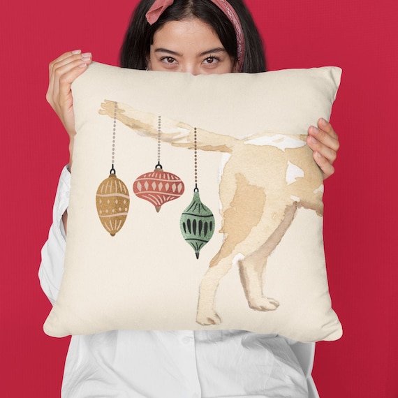 Labrador Retriever gifts for Christmas, Holiday Dog Decor, Pet Portrait Pillow