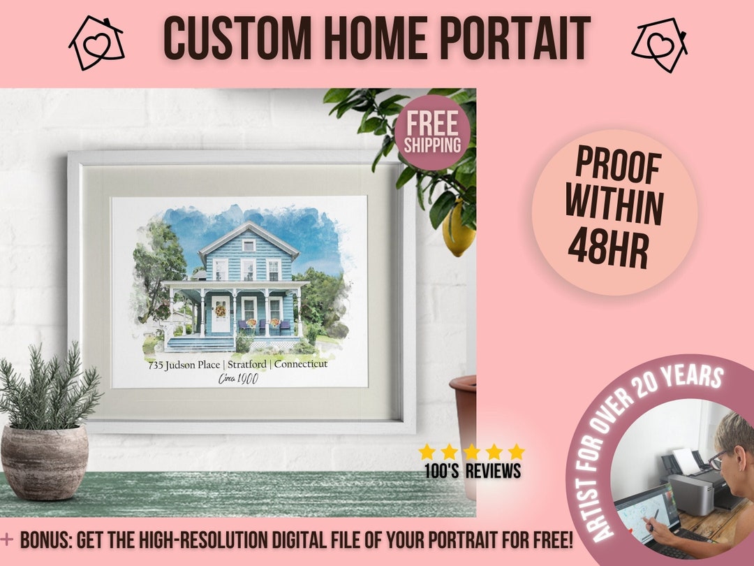 Closing Gifts From Realtor, New Homeowner Gift, Painting of House, Watercolor Home Painting