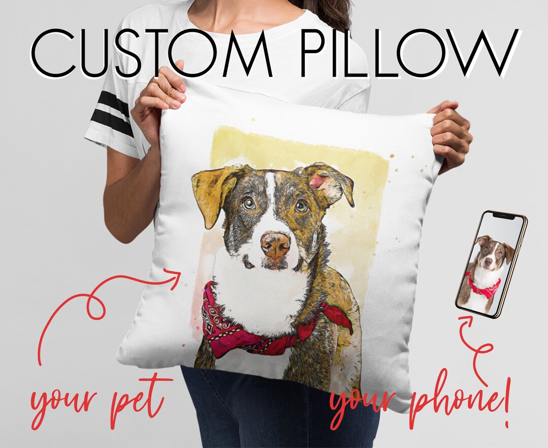 Custom Pet Portrait Pillow From Photo Dog Pillow Etsy UK