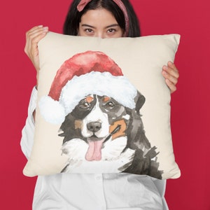 Bernese Mountain Dog Gifts, Christmas Dog Pillow, Berner Dog Art,  Gift for Dog Lovers