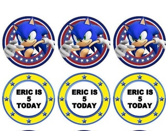 SONIC the hedgehog Edible cake cupcakes toppers  logos PRECUT 4.5 cm rice paper or icing sheet