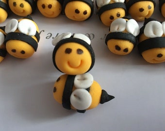 Edible Bumble Bees Fondant Sugar Paste Decoration Cake and Cupcakes Toppers