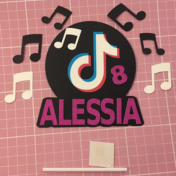 TIK TOK Cake topper Personalised 250gsm card + Extra Notes music mini toppers. 14/15CM