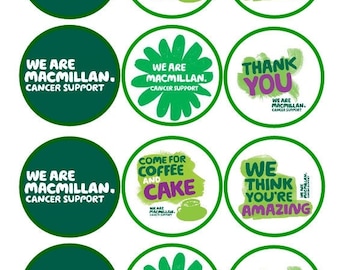 EDIBLE  Macmillan supporting, cancer support Toppers 4.5 cm cupcake toppers rice paper or icing sheet precut