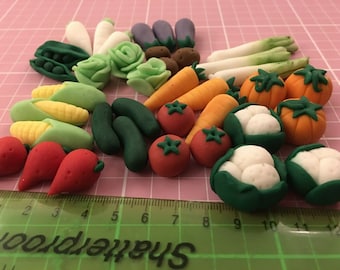 Edible Veggies Gardening Fondant Sugar Paste Decoration Cake and Cupcakes Toppers