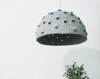 Dark Grey Lampshade | Dark Grey Lampshade With Pink Inside | Farmhouse Light Ceiling Small | Paper Mache Pendant Light Extra Large