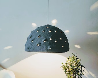 Moon Night Light | Large Blue And White Paper Lamp Shade | Art Deco Kitchen Chandelier | Ceiling Light For Country Kitchen