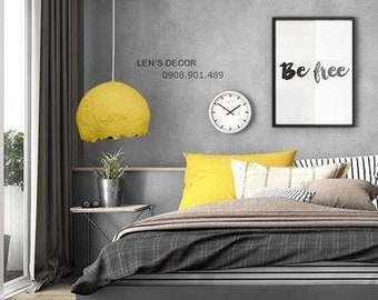 Art Deco Yellow Lampshade For Ceiling | Moon Globe Pendant Light | Paper Mache Moon Lighting | Living Room Pendant Ceiling Lamp