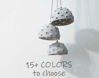 Dine Room Chandelier Sputnik | Paper Mache Lamp Modern | 3 Long Drape Ceiling Pendant Light | Small Hanging Pendant Lights