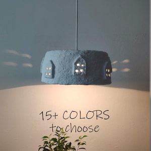 Kids Lamp Paper Mache Unique Pendant Light Kitchen Island Light Pendant Lamp Shade Rustic Lamp Bedside Lamp Modern Pendant Light