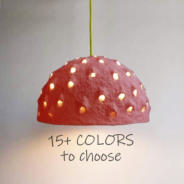 Lampe Abat Jour Rouge | Rustic Lighting Deckenlampe | Paper Mache Light Shades Ceiling | Kid Room Lighting Luminaire Shade
