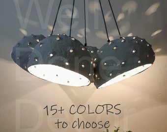 Ceiling Sputnik Lighting | 5 Pendant Paper Lamp Shades | Paper Mache Lamp Shade Extra Large | Farmhouse Bedroom Chandelier | Paper Shades