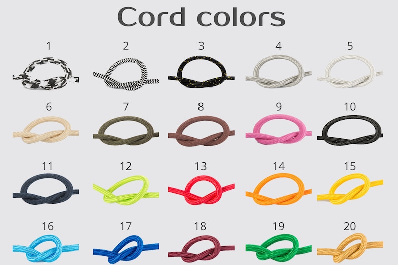 May include: Twenty different colors of cord, each tied in a simple knot, numbered 1 through 20.