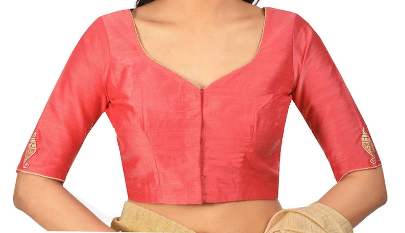 Designer Pink Cotton Slub Blouse New Indian Designer Readymade Blouse For Women Wedding,Party Wear Saree Choli Top Tunic Sari Blouse
