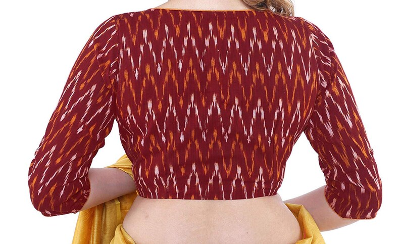 Designer Maroon Ikkat Pure Cotton Blouse New Indian Designer Readymade Blouse For Women Wedding,Party Wear Saree Choli Top Tunic Sari Blouse