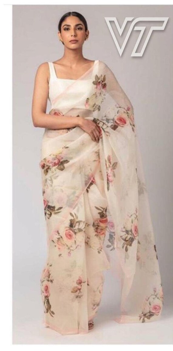 party wear organza saree