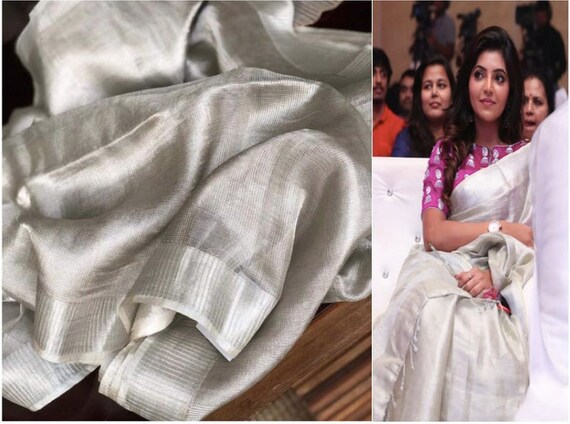 white and silver saree for wedding