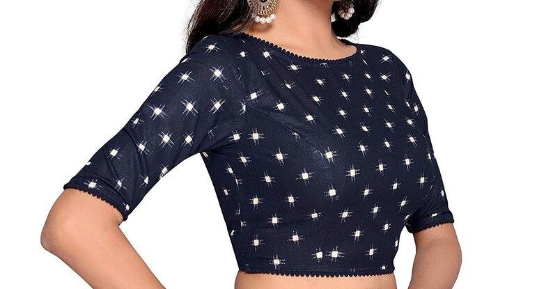 Pure Cotton Ikkat Print Blouse New Indian Designer Readymade Blouse For Women Wedding,Party Wear Saree Choli Top Tunic Sari Blouse