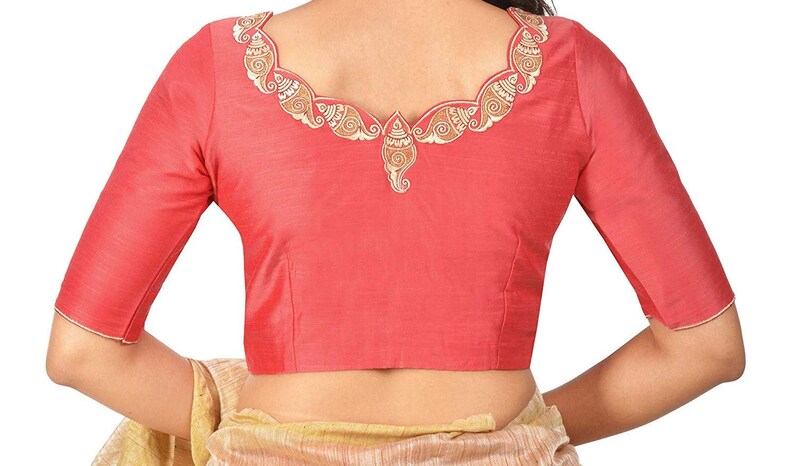 Designer Pink Cotton Slub Blouse New Indian Designer Readymade Blouse For Women Wedding,Party Wear Saree Choli Top Tunic Sari Blouse