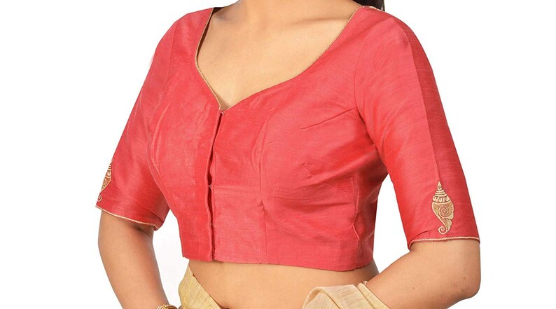 Designer Pink Cotton Slub Blouse New Indian Designer Readymade Blouse For Women Wedding,Party Wear Saree Choli Top Tunic Sari Blouse