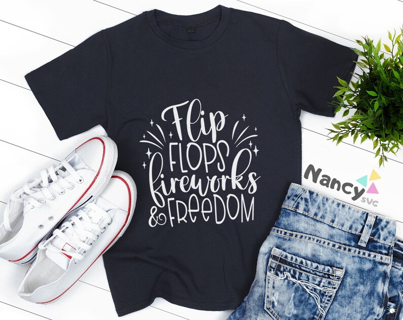 Download Flip Flops Fireworks and Freedom SVG July 4th SVG Files | Etsy