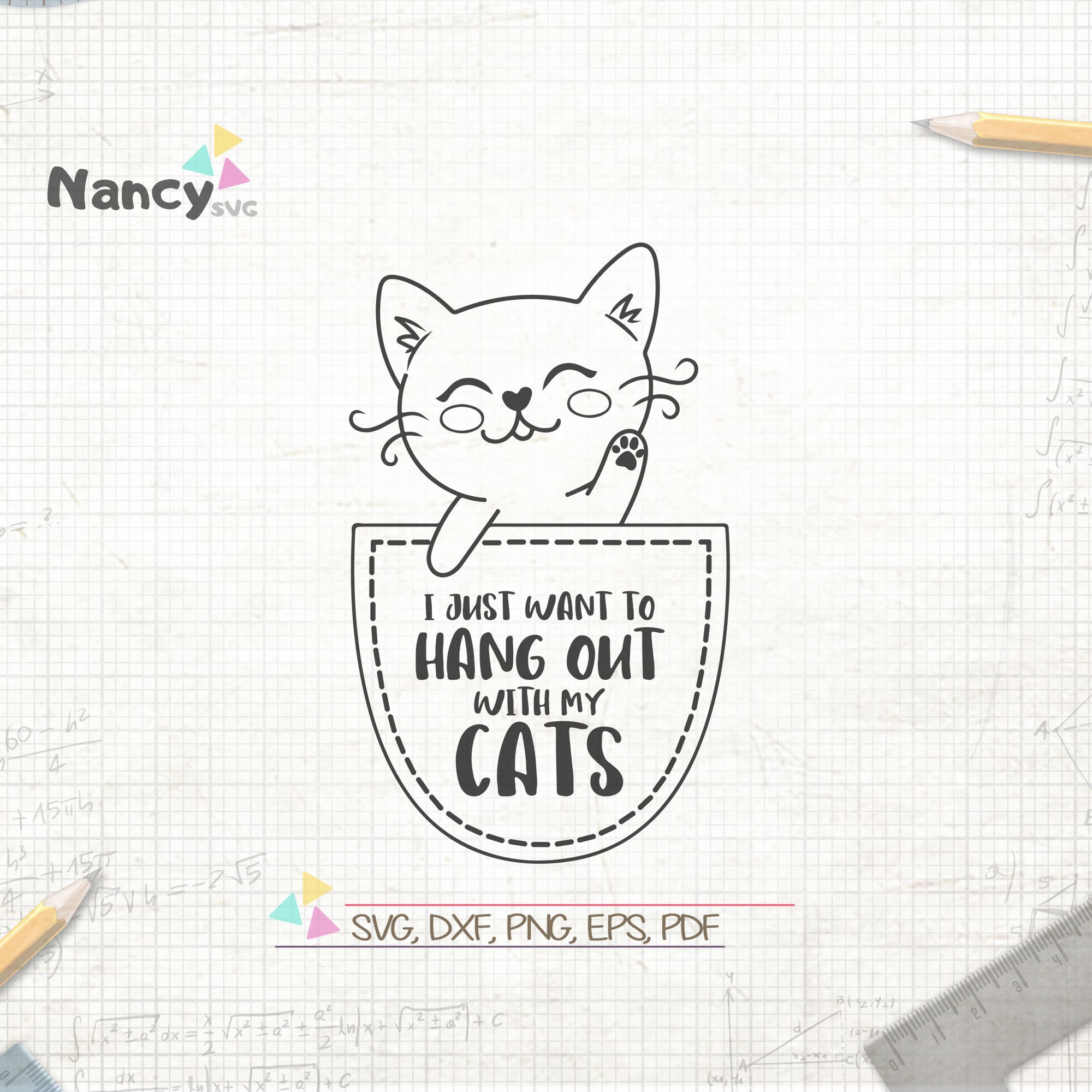I Just Want To Hang Out With My Cats SVG Cute Cat Face SVG Etsy