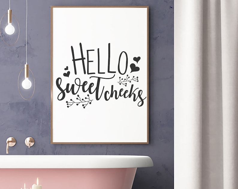 Hello Sweet Cheeks Bathroom Sign Rustic Bathroom Wall Decor Etsy