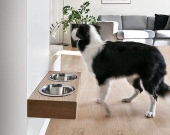 Supporto per ciotola bianca per cani, Futterstation hund, Ciotole rialzate per cani, Supporti per l&#39;alimentazione dei cani, Mangiatoia per cani a doppia ciotola, Ciotole rialzate per cani, Mensola in legno per cani