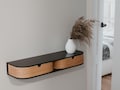 Entryway retro floating console, Modern floating wooden bedside table shelf drawer, Mounted wall nightstand