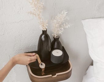 Minimalist White Floating Nightstand: Wooden Bedside Console Drawer