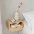 Floating Nightstand with Drawer, Minimalist Wall Mounted Oak Bedside Table, Scandinavian Shelf