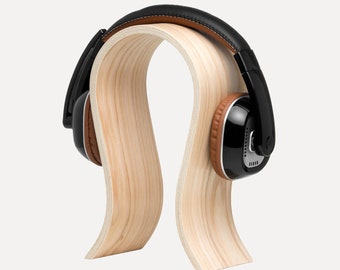 Wooden Headphones Stand, Holder for Home, Office Desk Organisation, Minimalist Scandinavian Style