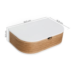 Cajón de estante de mesita de noche de madera flotante individual blanco, Mesita de noche de pared flotante, Cajón de consola de madera junto a la cama minimalista imagen 9