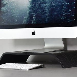 Wooden Monitor Stand and Desk Organizer, Scandinavian Style Rise Stand for iMac, Computer, TV
