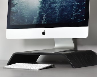 Wooden Monitor Stand and Desk Organizer, Scandinavian Style Rise Stand for iMac, Computer, TV