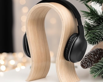 Wooden Headphones Stand, Holder for Home, Office Desk Organisation, Minimalist Scandinavian Style