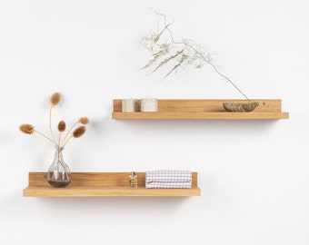 Oak Floating Shelf (Set of 2): Minimalist Wood Wall Shelves