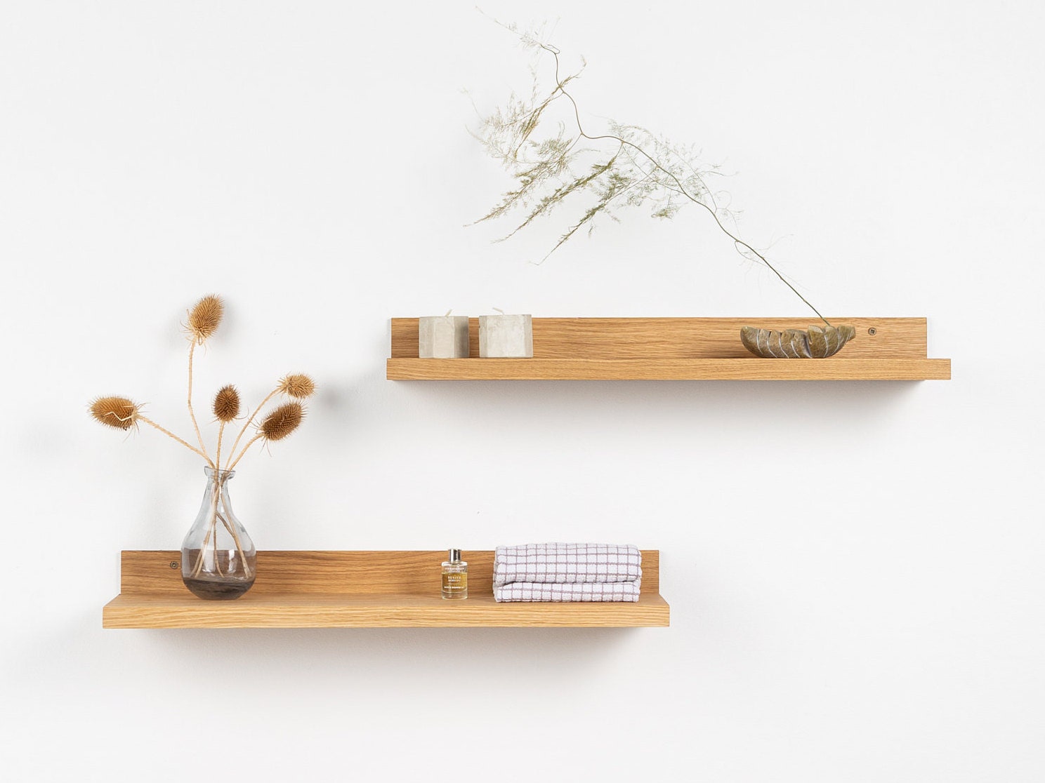2 Shelves Shelf Floating Wood Wall Oak Shelf Floating Wooden
