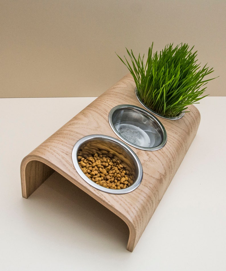 Pet Feeding Station With 3 Bowls Triple Small Dog Feeding Etsy