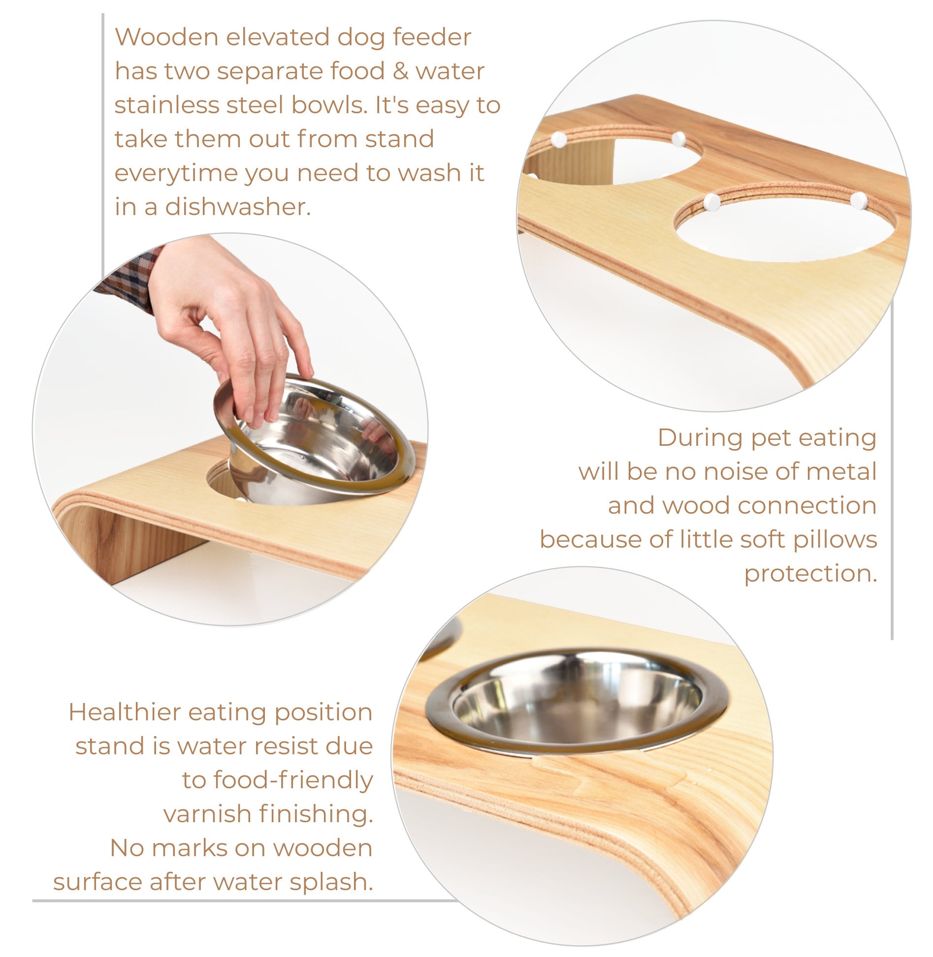 Elevated Dog Bowls for Large Dogs, Metal Raised Dog Feeder, Lifted Dog Dish  Stand with Double Stainless Steel Bowls for Food and Water, Antique Gold