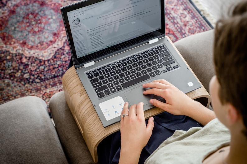 Wooden Portable Lap Desk, Modern Laptop Stand, Home Office Accessory, Lightweight Computer Tray with Ventilation image 3