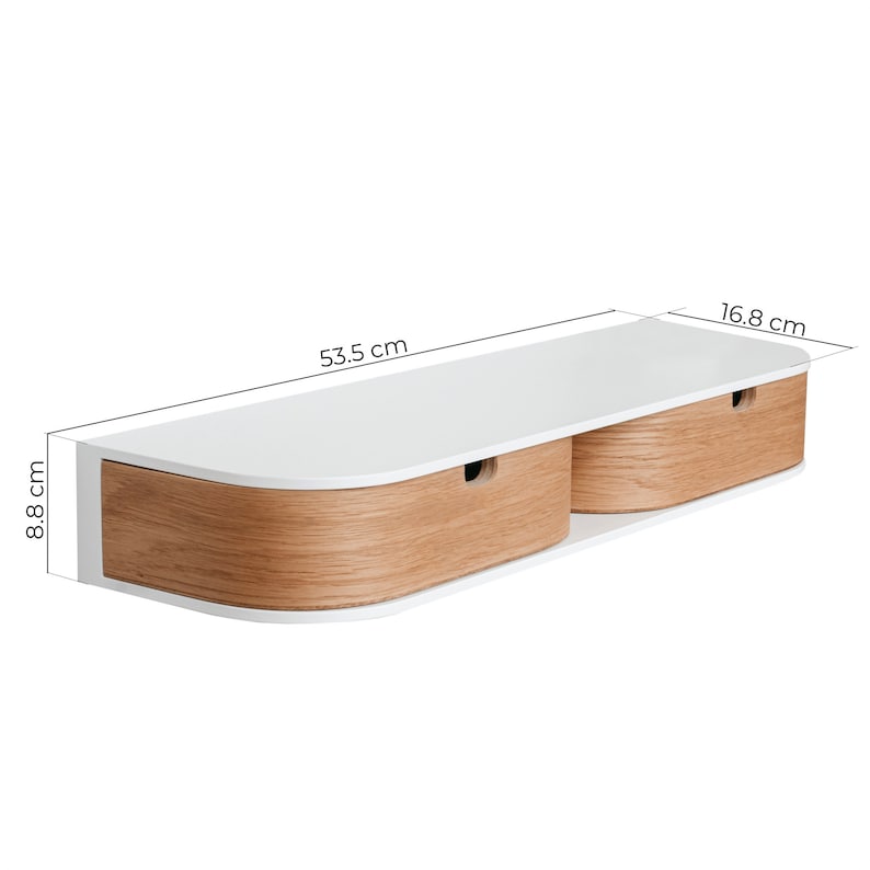 Cajón de consola de madera de cabecera minimalista, Cajón de estante de mesita de noche de madera flotante individual blanco, Mesita de noche de pared flotante imagen 6